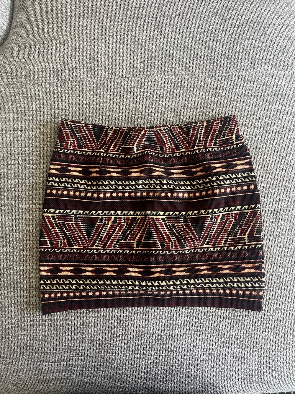 Dynamite Knit Mini Skirt in Burgundy, Black & Cream